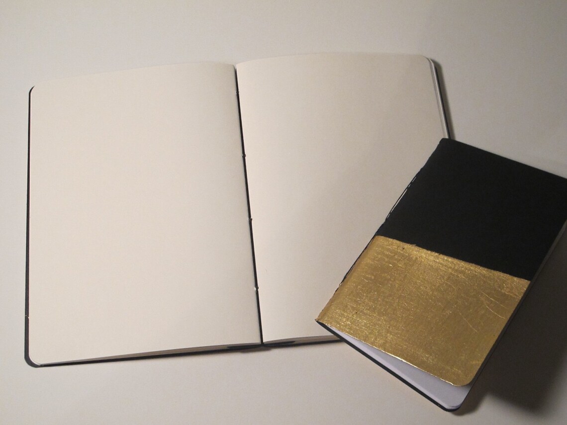 Black and Gold Journal Notebook, Set of Two Gold Metallic Journals