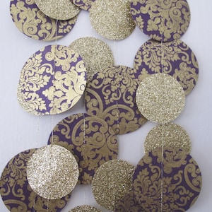 Gold Glitter and Purple Paper Garland: Wedding Garland