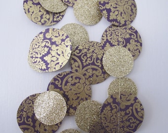 Gold Glitter and Purple Paper Garland: Wedding Garland