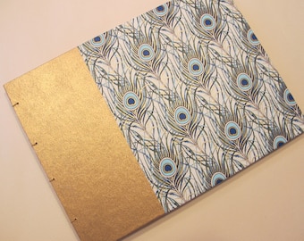 Small Gold and Blue Peacock Wedding Guest Book Instax Photo Album