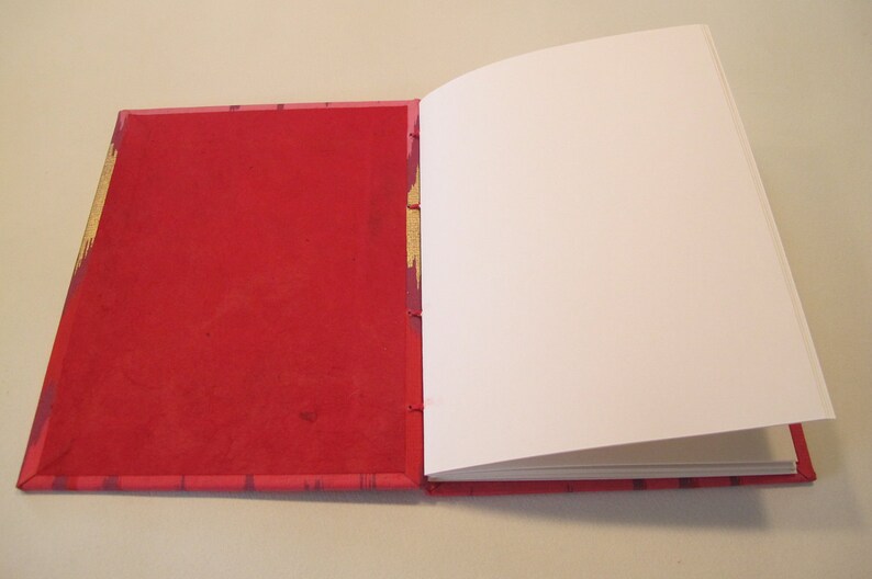 Valentine's Heart Small Journal Notebook: Red, Pink, and Gold Hardbound Coptic Handmade Book image 5