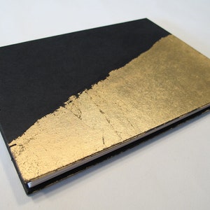 Small Black and Gold Leaf Modern Art Deco Wedding Guest Book Instax Photo Album