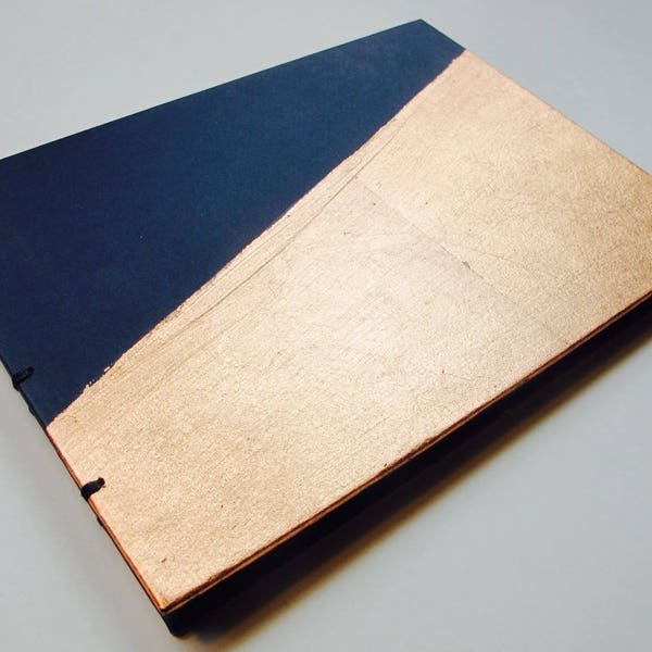 Instax Wedding Photo Album Large Navy and Copper Rose Gold Metal Leaf Photo Booth Guest Book
