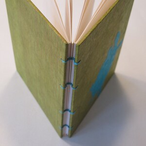 Pu&ograve; includere: Un diario verde con un design a silhouette blu sulla copertina. Il diario &egrave; rilegato con filo blu e ha un interno color crema.