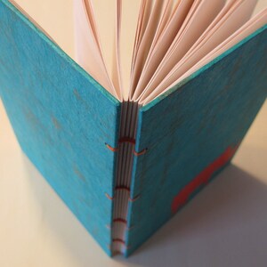 Rhino Handmade Journal Notebook: Turquoise and Orange Rhinoceros Hardbound Book image 4