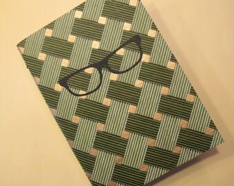 Glasses Handmade Journal Notebook: Green and Gold Coptic Bound Book