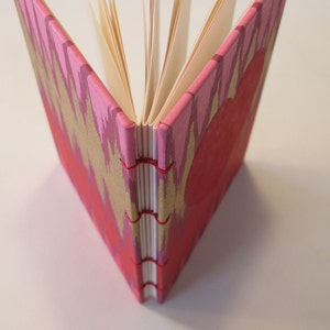 Valentine's Heart Small Journal Notebook: Red, Pink, and Gold Hardbound Coptic Handmade Book image 4