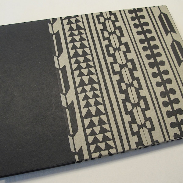 Black and Grey Modern Geometric Guest Book Coptic Bound: Batik Black and Grey Wedding Guestbook