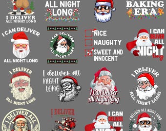 Papá Noel, te entrego toda la noche PNG – Clipart divertido de humor navideño, descarga digital por sublimación