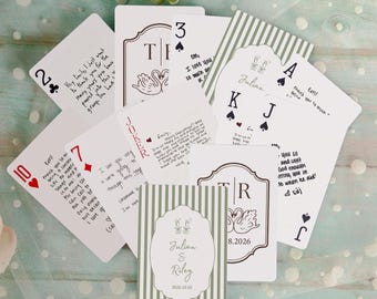 Cartes à jouer personnalisées pour mariage, Alternative au livre d'or de mariage, Carnet de signatures de mariage, Cartes de poker d'anniversaire