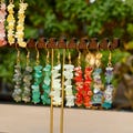Handmade Dangle Earrings, Natural Crystal Chip Jewelry, Boho Gemstone Earrings, Gift for Her