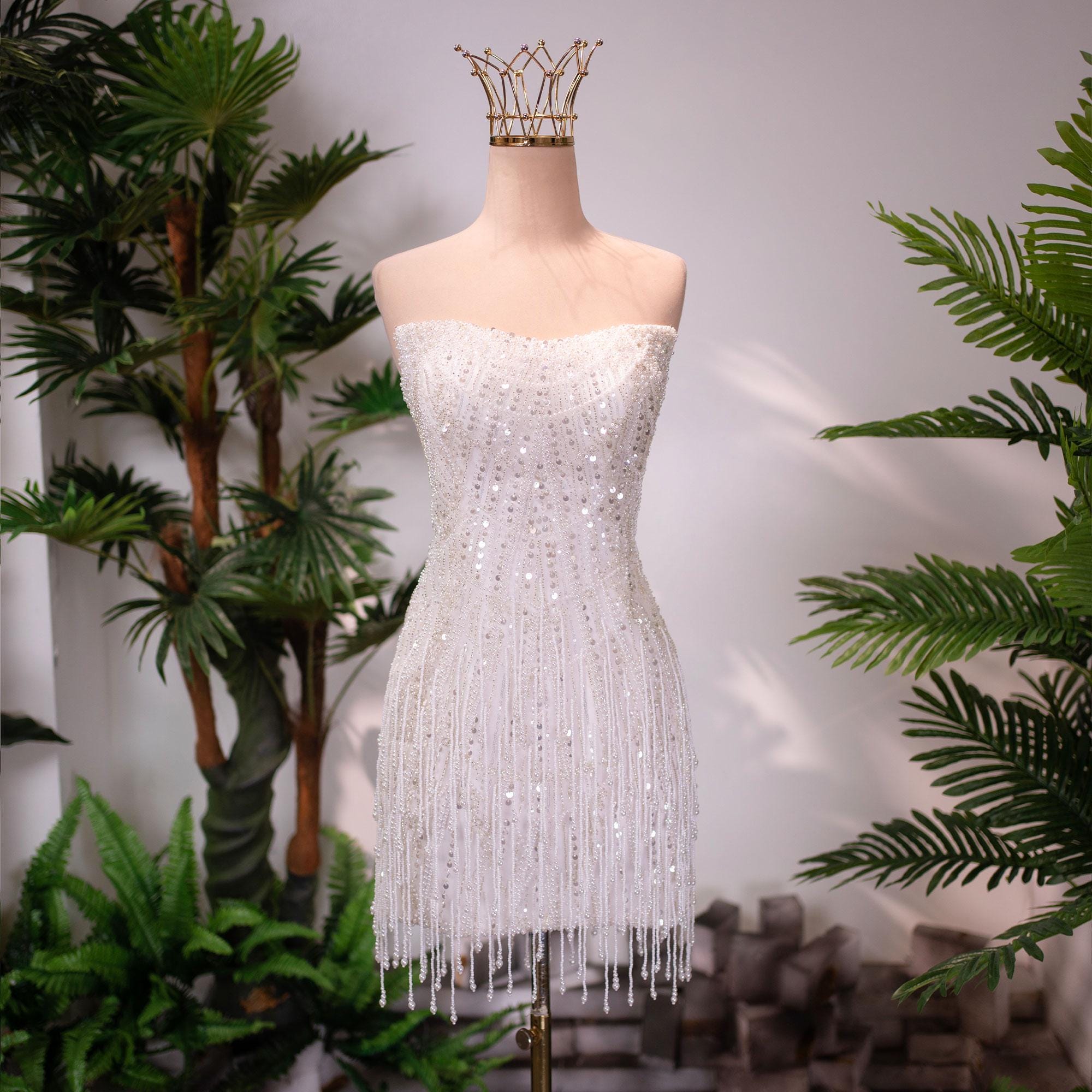 princess polly baby blue dress BHLDN Strapless Beaded Mini Dress main image 0