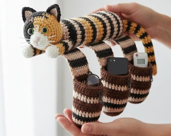 Crochet Cat Sofa Organizer Pattern PDF | Hanging Desk & Couch Storage | Functional Amigurumi Cat