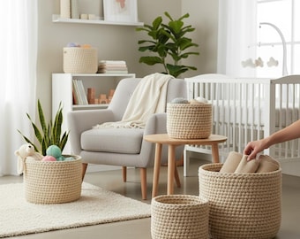 Chunky Rope Basket PDF Set | Easy Round Storage Baskets