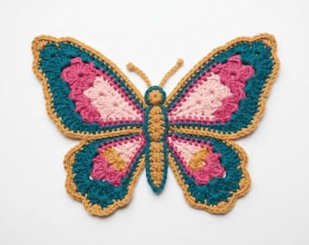 Layered Butterfly Crochet Appliqué Pattern | 3D Butterfly Motif | Beginner Friendly PDF
