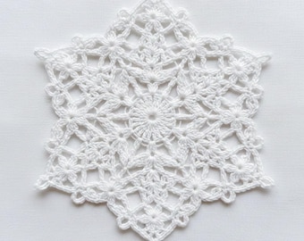 Snowflake Lace Square Crochet Pattern PDF | Floral Openwork Motif with Picot Corners | Lace Doily Square
