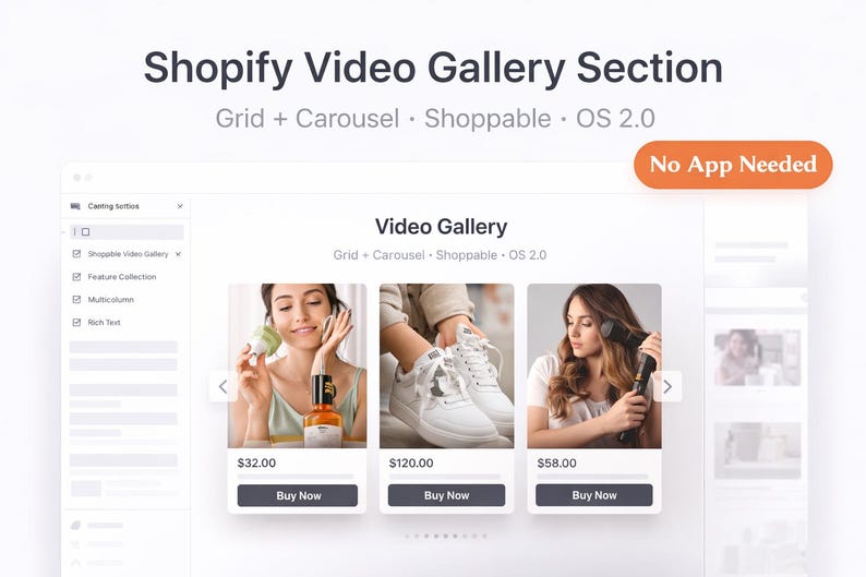 Shopify Video Gallery Section (OS 2.0) | Grid + Carousel | Shoppable ...