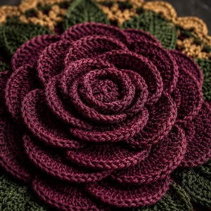 Victorian Rose Trivet and Hot Pad Crochet Pattern, Whimsigoth Dining Table Mat PDF, Gothic Kitchen Gift DIY