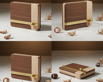 Wooden Wallet Plan – Walnut & Maple Card Holder, Brass Bar (PDF)