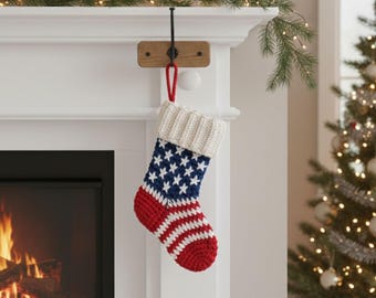 Mini Crochet Stocking Ornament Pattern PDF | Toe-Up Colorwork Hanging Stocking | Christmas Decor