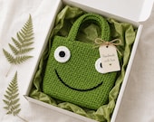 Frog Tote Bag Crochet Pattern, Cottagecore PDF, Beginner (2 Sizes)