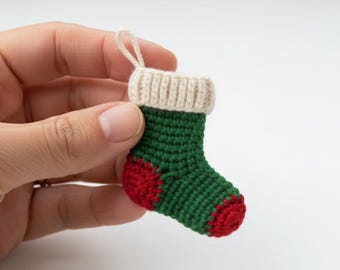 Mini Christmas Stocking Ornament Crochet Pattern PDF | Beginner Friendly | Charted Holiday Decoration