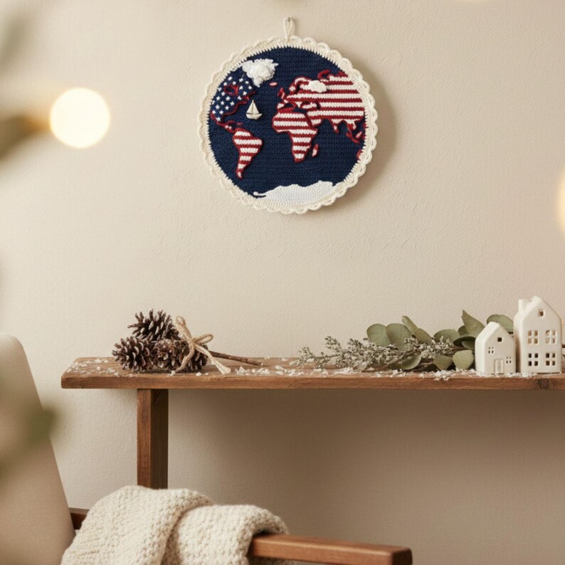 Patriotic World Map Crochet Pattern | Educational Wall Hanging PDF ...