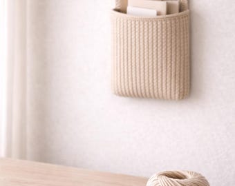 Crochet Wall Pocket Organizer Pattern Ribbed Hanging Storage PDF