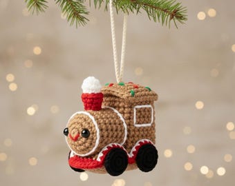 Gingerbread Train Crochet Ornament Pattern | Beginner Amigurumi Hanging Decoration | Christmas Crochet