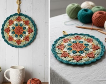 Layered Floral Mandala Hanging Ornament Crochet Pattern PDF