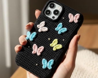 Butterfly Crochet Phone Case Pattern | Smartphone Sleeve with Camera Cut-Out | Beginner Crochet PDF