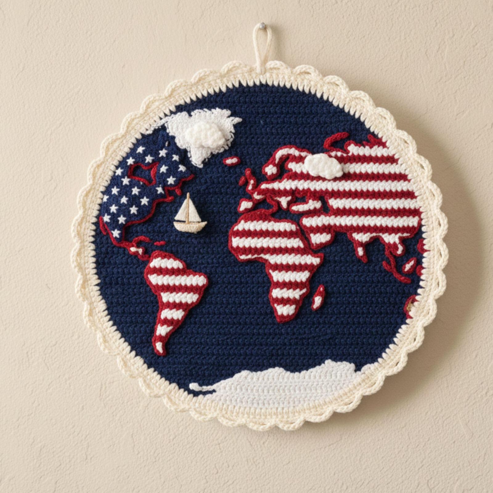Patriotic World Map Crochet Pattern | Educational Wall Hanging PDF ...