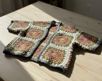 Sunburst Granny Square Cardigan Crochet Pattern PDF | Short Sleeve Open Front Jacket | Charts Included (US)