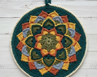 Autumn Layered Mandala Hanging Crochet Pattern PDF | Round Multi-Ring Petal Wall Décor with Loop