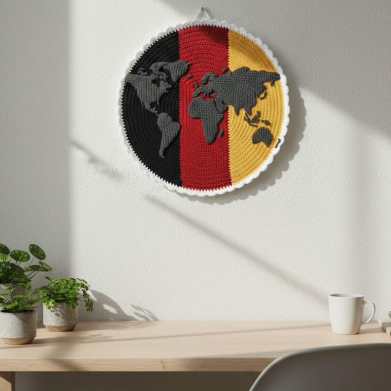 German Tricolor Crochet Map Pattern | Beginner-friendly Wall Hanging ...