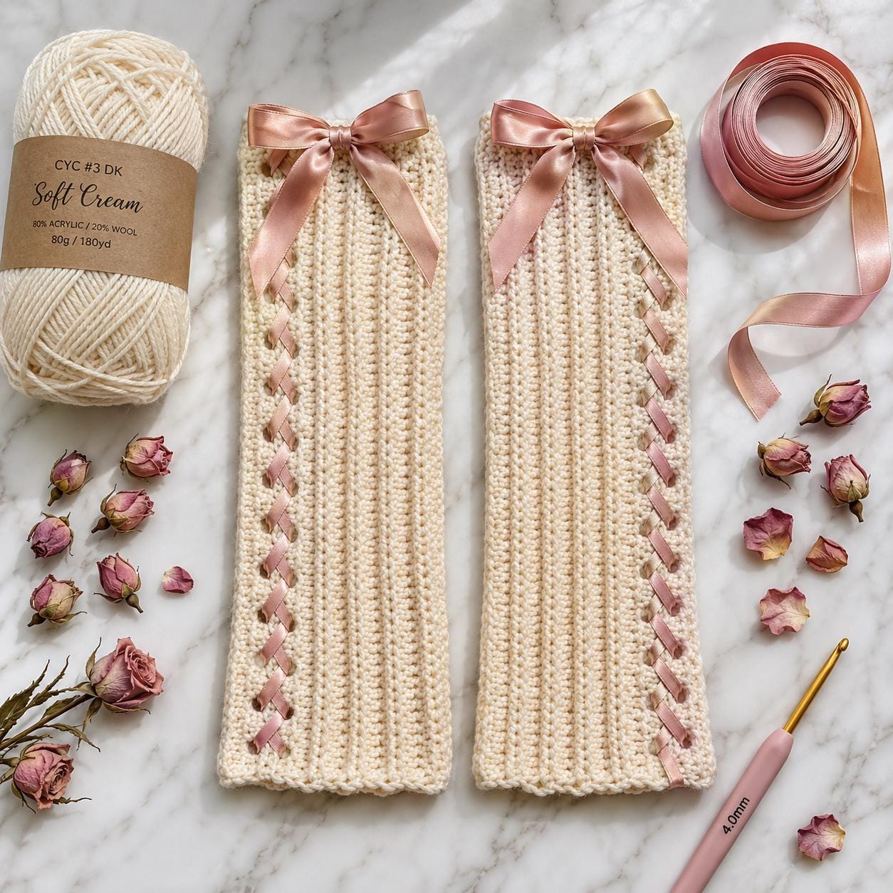 30 Crochet Leg Warmers Patterns for Retro, Cozy, and Statement Style 18 Coquette Bow-Tie Ribbed Leg Warmers