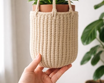 Crochet Hanging Planter Pattern Cotton Pot Holder Sleeve PDF Download