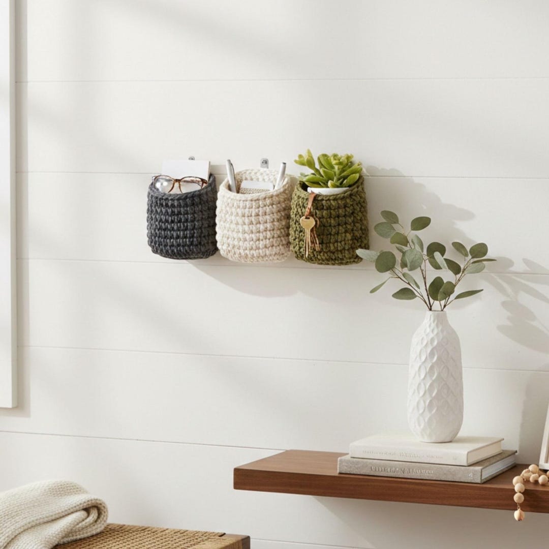 Chunky Wall Hanging Crochet Basket Pattern PDF Structural Storage ...
