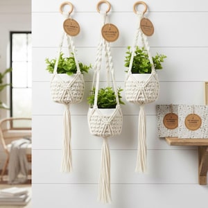 Modern minimalistisk virkad växthängare | Hängande växtlåda i bomull för nybörjare | Boho heminredning PDF