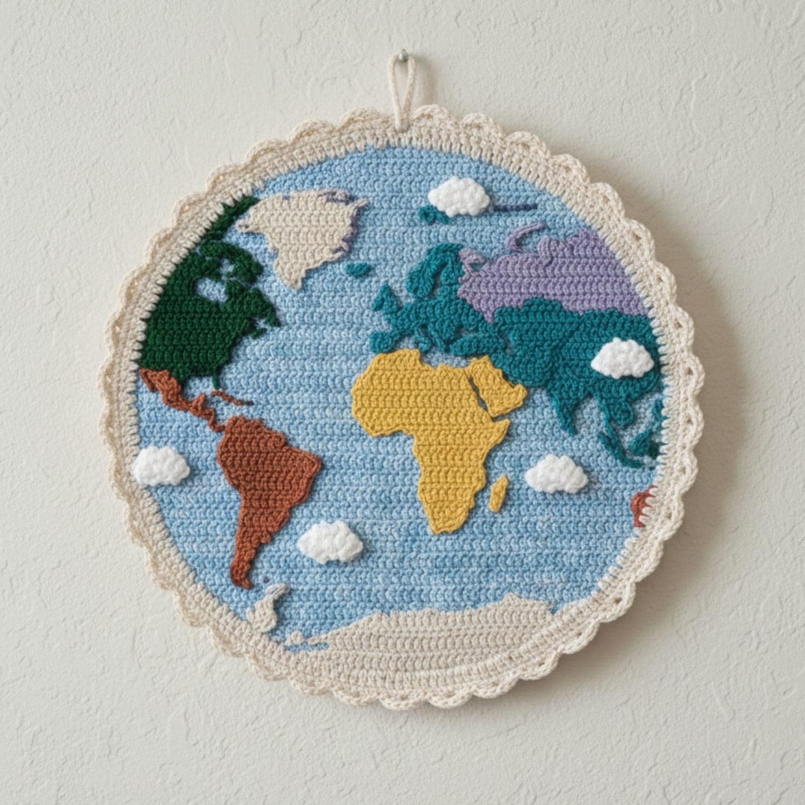 World Explorer Crochet Map Pattern Educational Crochet Wall Hanging PDF Beginner Tapestry Decor