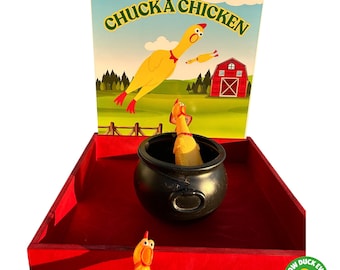 Chuck a Chicken Carnival Game, Backyard Lawn, Rubber Chicken Launcher