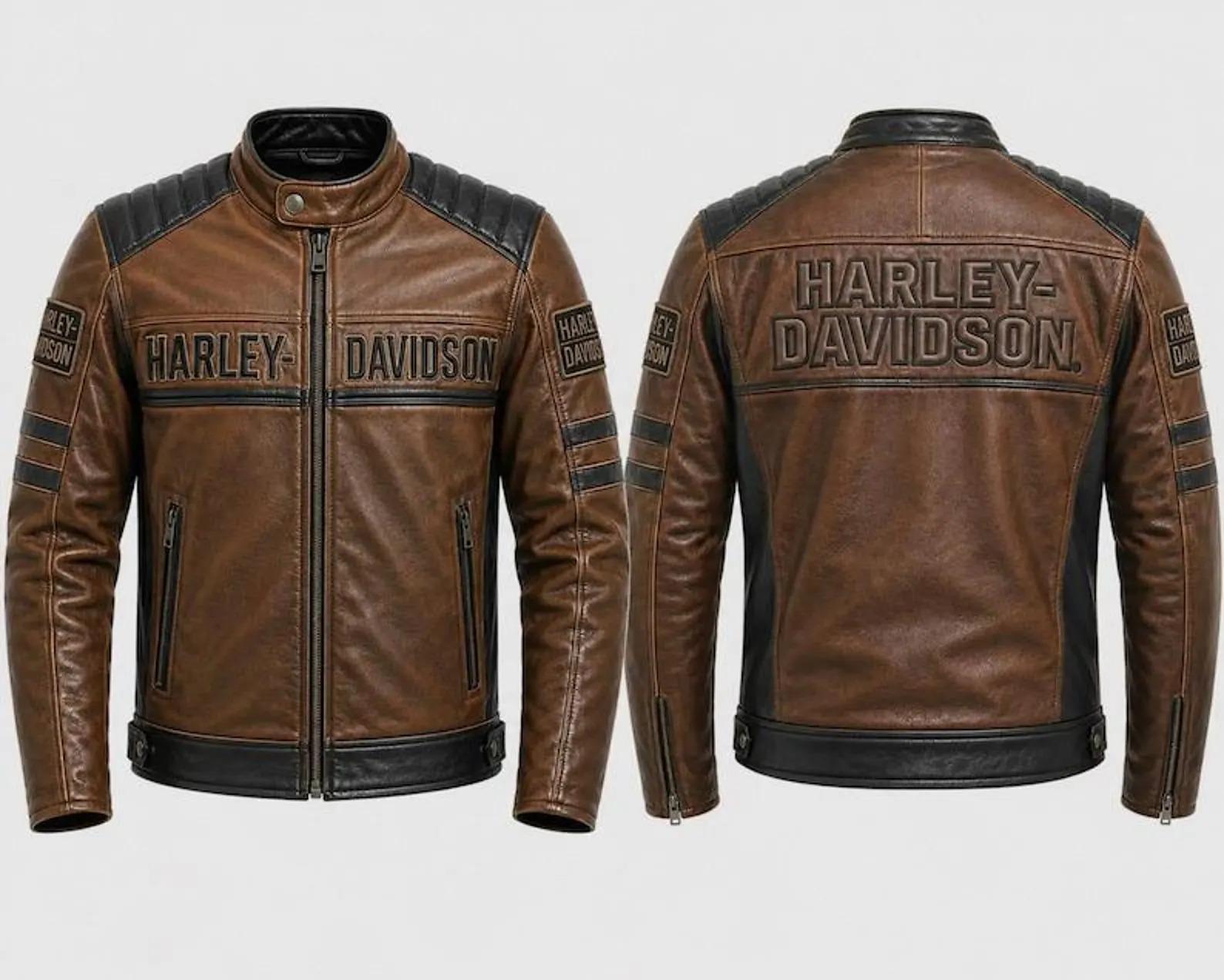 Brown Harley Davidson Leather Jacket - Etsy