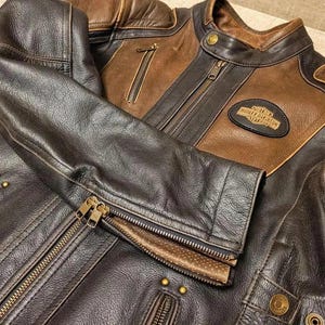 Triple Vent Vintage Moto Jacket With YKK Zippers Men's Harley