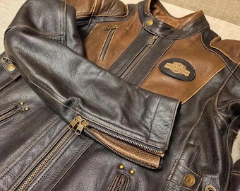 Harley-Davidson Triple Vent System Herr Klassisk Motorcykel Biker Riding Läderjacka Äkta Kohud Läder Tillverkad För Förare Bästa Gåvan
