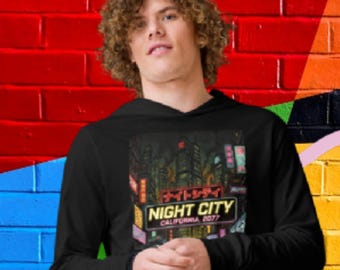 Night City Shirt, Cyberpunk T-shirt, Futuristic Cityscape Tee, Neo Tokyo Style, 2077 Gamer Gift, Sci-Fi Urban Apparel, Dystopian Streetwear
