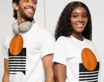 Minimalist Geometric Sun T-Shirt | Abstract Retro Sunset, Bauhaus Style Graphic Tee