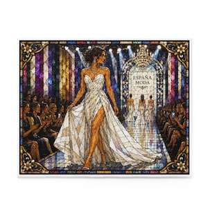 Illustratiepuzzel van een bruid op de catwalk | Modeshowpuzzel, 500/252/120 stukjes