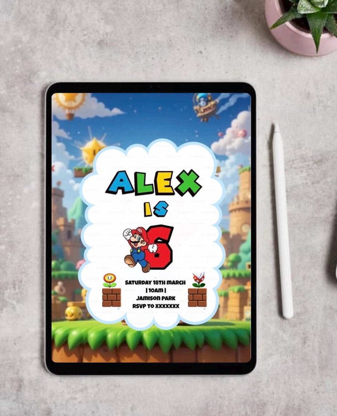 Super Mario Invitation - Etsy