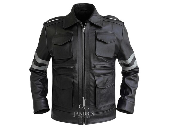 Resident Evil 6 Leon Kennedy Leather Jacket Men | RE6 Black Biker Jacket | Gaming Cosplay Costume Coat | Motorcycle Leather Jacket