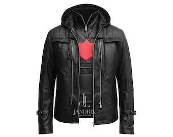 Red Hood Arkham Knight Leather Jacket for Men | Jason Todd Cosplay Costume | Red Hood Vest Hoodie | Superhero biker jacket outfit